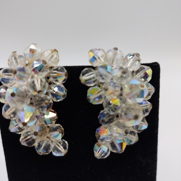 Vintage Clip Crystal Earrings Langua Napier Patent Pending - Picture 8 of 8